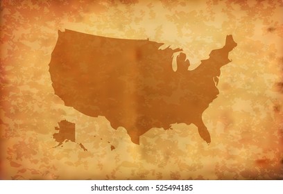 USA Map on Grunge Background (Vector)