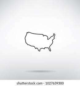 USA map on light background - vector thin line icon