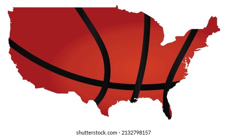 USA map on shaped like basketball ball. vector