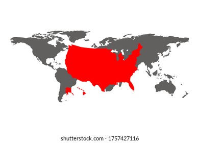 Usa Map On World Map Vector Stock Vector (Royalty Free) 1757427116 ...