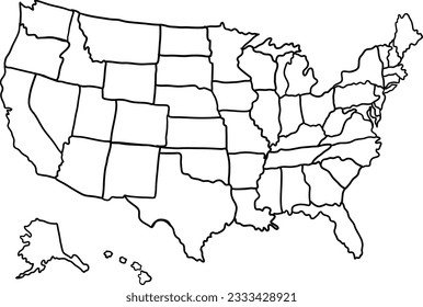 USA map outilne 50 state