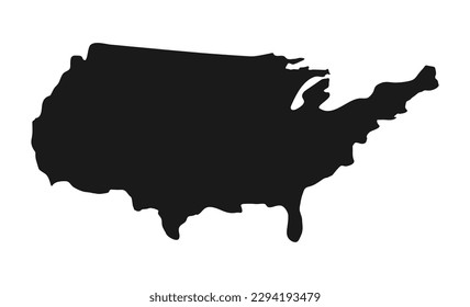 USA map. Outline of the USA in black on a white background. USA vector map