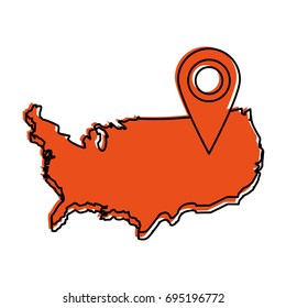 usa map outline with gps pin icon image 