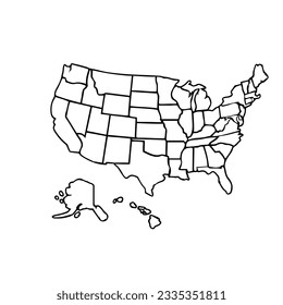 Usa map outline style vector design