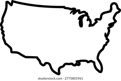 USA Map Outline Vector – Hand Drawn United States Border Silhouette Isolated on White