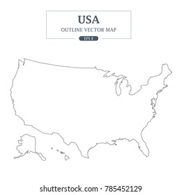 USA Map Outline Vector Illustration