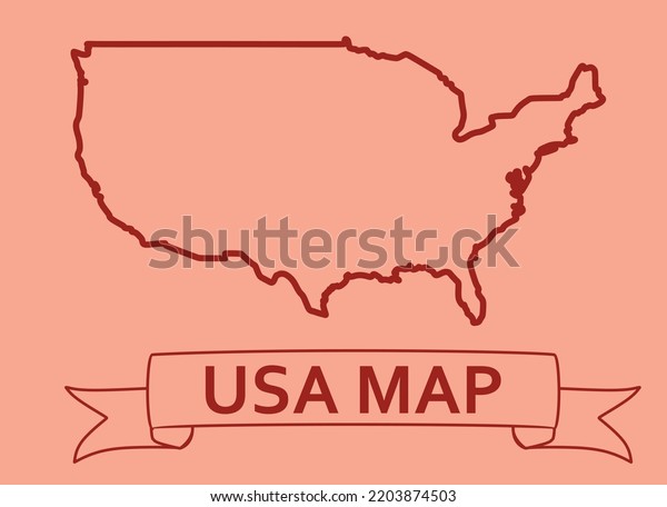 Usa Map Outline Vector Illustration Stock Vector Royalty Free 2203874503 Shutterstock