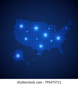 USA map page symbol for your web site design USA map logo, app, UI. Wire frame 3D mesh polygonal network line, design sphere, dot and structure. USA map.vector illustration eps 10