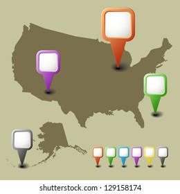 USA Map with Pointers vector