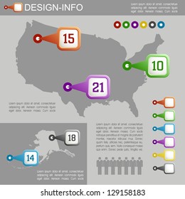 USA Map with Pointers vector