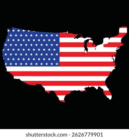 USA Map. Poster map of United States of America. Black and white print of USA with states, poster or geographic, political theme. Black and white print map of USA states. Vector Illustration