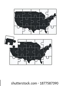 USA map puzzle. vector illustration