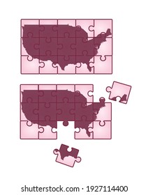 USA map puzzle. vector illustration