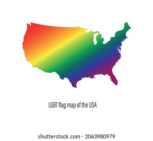 USA map with rainbow colors. Concept of equal rights for homosexuals. editable vector
