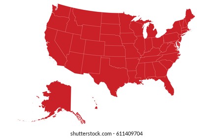 USA map red color