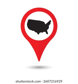 
usa map red pin vector design