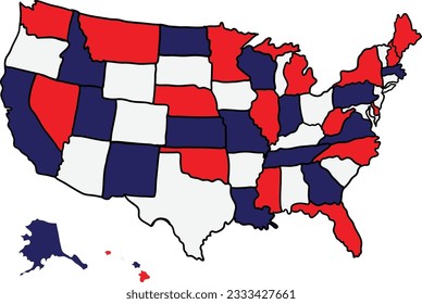 mapa de EE.UU. azul blanco rojo 
