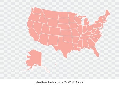 USA Map salmon Color Background quality files png