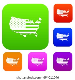 USA map set icon in different colors isolated vector illustration. Premium collection