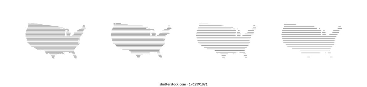 Icono de conjunto de mapas de EE.UU. en estilo de línea. Resumen de ilustraciones vectoriales aisladas