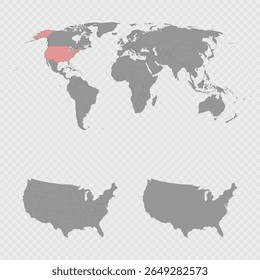 USA Map Set with World Location.