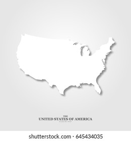 USA map with shadow on light background