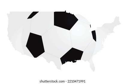 El mapa de EE.UU. tiene forma de pelota de fútbol. vector