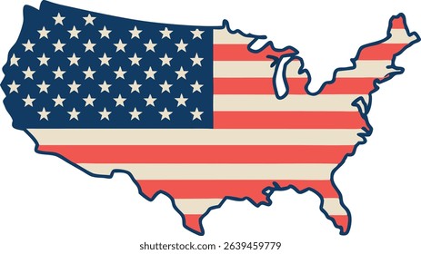 USA Map Silhouette with American Flag Patriotic Illustration