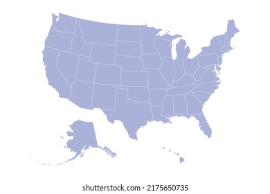 USA Map Silhouette on white background