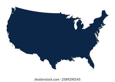 USA Map Silhouette. Simple American Country Outline