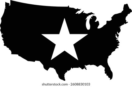 USA map silhouette vector style with white background