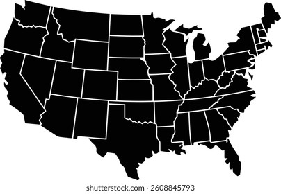 USA map silhouette vector style with white background