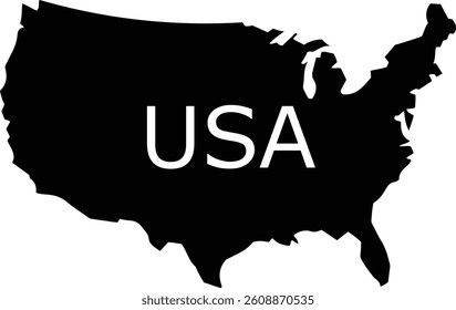 USA map silhouette vector style with white background