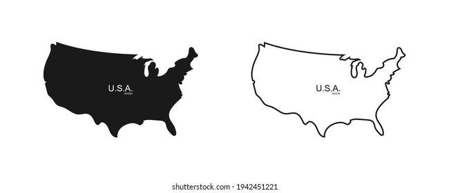 Mapa de EE.UU. simple. Mapa estadounidense en diseño simple de líneas y planos. Icono vectorial de los Estados Unidos de América. Ilustración del vector