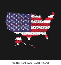 USA Map. Sketch map of United States of America.