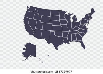 USA Map Slate Color on White Background quality files Png