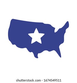 usa map with star silhouette style icon vector illustration design