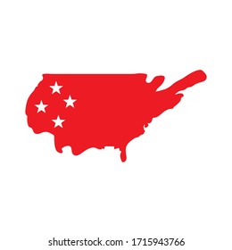 US-Landkarte mit Sternen flaches Stil Symbol Design, Vereinigte Staaten Amerika Unabhängigkeit Tag Nation uns Land und nationale Thema Vektorillustration Illustration