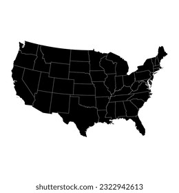 USA map with state borders. Vector illustration.