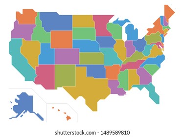 USA map state division, Vector illustration