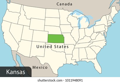 Usa Map State Kansas Stock Vector (Royalty Free) 1011948091 | Shutterstock