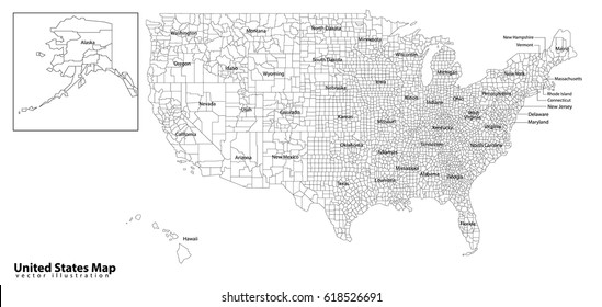 USA map with states 