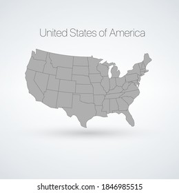 USA map with states. America cartography. Stock vector illustration isolated on white background.