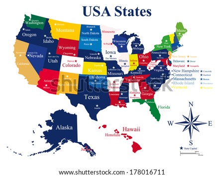 usa map states capital cities のベクター画像素材 ロイヤリティ