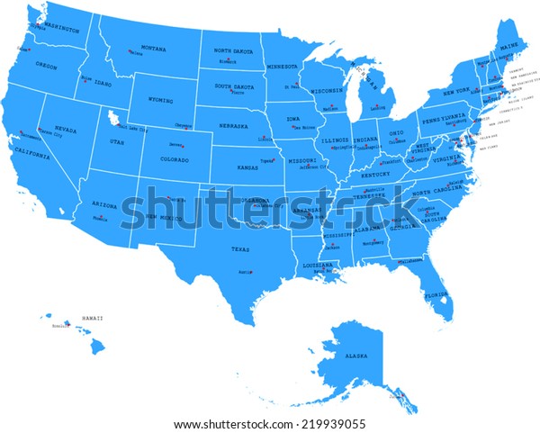 USA Map With States And Capital Cities