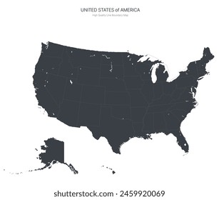 USA map with states isolated. United States of America map on white background. US map. Vector map illustration