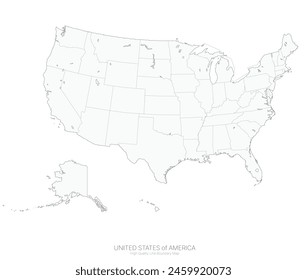 USA map with states isolated. United States of America map on white background. US map. Vector map illustration