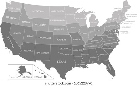 usa map states labeled gray scale stock vector royalty free 1065228770 shutterstock