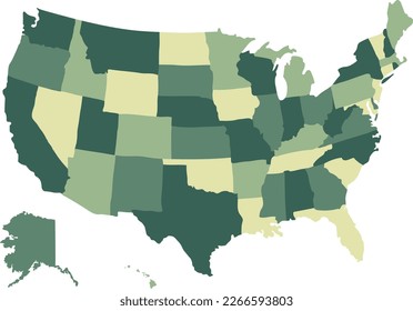 USA map with states, united states map outline isolated on white background, geographic, political map of America