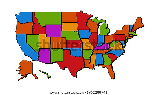 Usa Map States Vector Blank Map Stock Vector (Royalty Free) 1952288941 ...